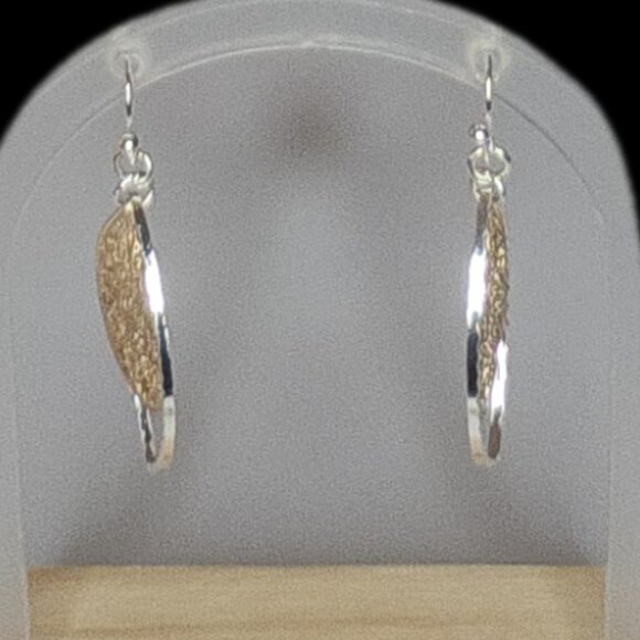Hand-hammered Delicate Gold-Silver Filagree Open, Spinner Teardrop Earrings - Picture 13 of 15